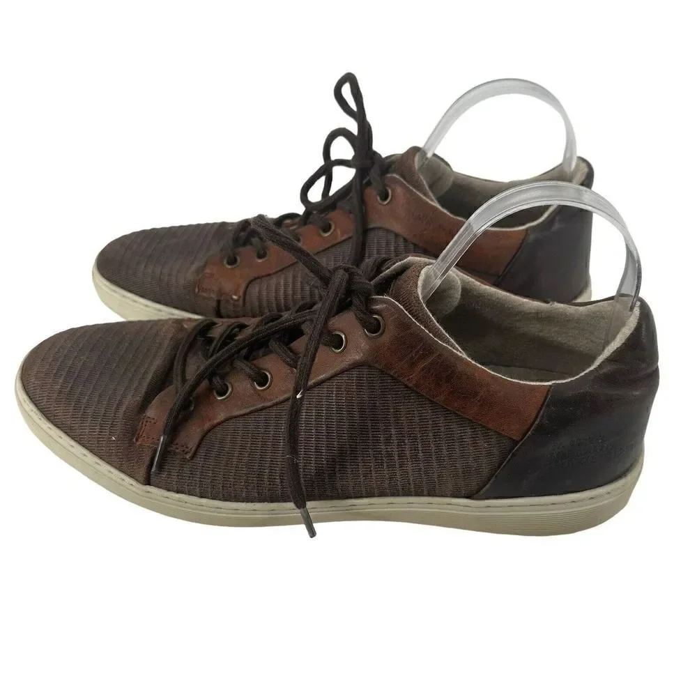Bull Boxer Leather Sneakers Brown Textured Low Top Mens Size 11 Bardeau Casual